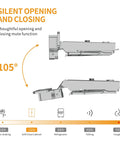 Silent opening and closing feature of 10 Pack Full Overlay Soft Close Concealed Hinges With Clip On Plate For Face Frame Cabinets.
