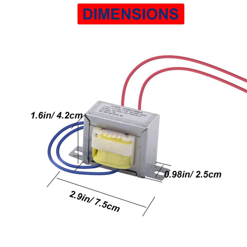 Two Pack 110V To 12V AC Power Transformer 10W 50/60Hz Output for Synchronous Motors Lighting and Audio Gear with dimensions