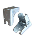 Heavy Duty Galvanized Steel Self Locking Hinge Brackets For Folding Desks And Couches Rock Solid Right Angle Invisible Furniture Foot Connector Brace Kit Set Of Two, showing two angle brackets.
