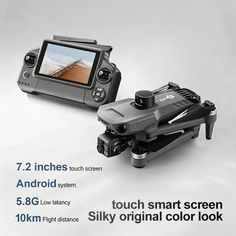 8K GPS Drone With 7.2 Inch Touch Screen Remote, 3 Axis Gimbal With EIS Anti Shake, 360 Degree Laser Obstacle Avoidance