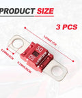Built Like A Tank 50 Amp Midi Fuse Bolt On Kit For Universal Cars Trucks And Golf Carts High Current Zinc Terminal Harness dimensions shown.
