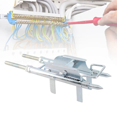 Job Site Ready Cable Threading Aid For Electricians Heavy Duty Steel Wire Pulling Pulley shown in use with electrical wires.