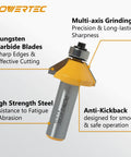 Rail Coping Sled With 45 Degree Chamfer Router Bit For Pro Grade Woodworking, featuring a tungsten carbide blade