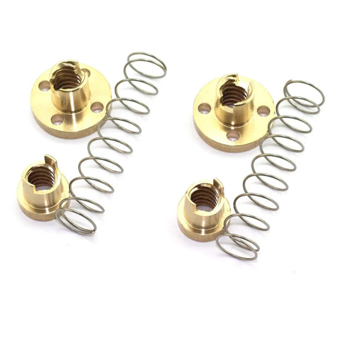2 Pack T8 Anti Backlash Spring Loaded Nuts For 8mm Acme Lead Screws Brass Construction Eliminates Gap For 3D Printer Rods