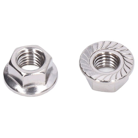 50 Piece Flange Nut Fastener Set In Stainless Steel A2-70 DIN 1587 With Serrated Flange Lock Nuts For Secure M12 Bolts And M6