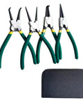7 Inch Snap Ring Pliers Set For Internal And External Circlips With Straight And Bent Jaws 4 Piece Pro Grade Heavy Duty C Clamp Pliers And C Clip Removal Tool With Durable Storage Pouch