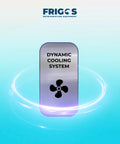 Dynamic cooling system graphic displayed on a sleek background, relevant for the Heavy Duty Commercial Undercounter Freezer 60 Inch.