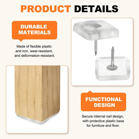 No Drama Nail On Sliders Tough Plastic Floor Savers Keeping Your Hardwood Floors Pristine with durable materials and functional design.