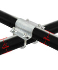 Eight Pack U Bolt Cross Pipe Clamps For Greenhouse And Chain Link Fence Builds, Heavy Duty Adjustable Grid Connectors, shown installed