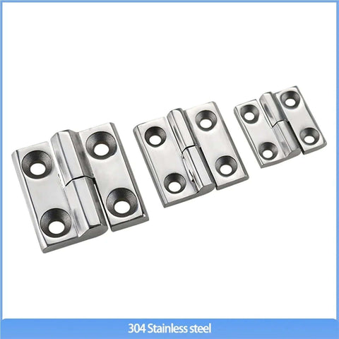Polished 304 stainless steel detachable hinge modules arranged in a row