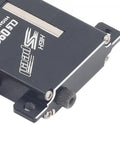 Heavy Duty Digital Servo Motor With High Metal Gears For RC Drone Smart Car And Robotics Kits Built Tough As Nails Using Solid Aluminum Alloy close-up view from above, showing detailed metal casing and components.