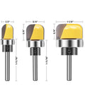 Dish Carving Router Bit Set With Ball Bearing Three Piece One Quarter Inch Shank Bowl And Tray Template Bits For DIY Woodworking
