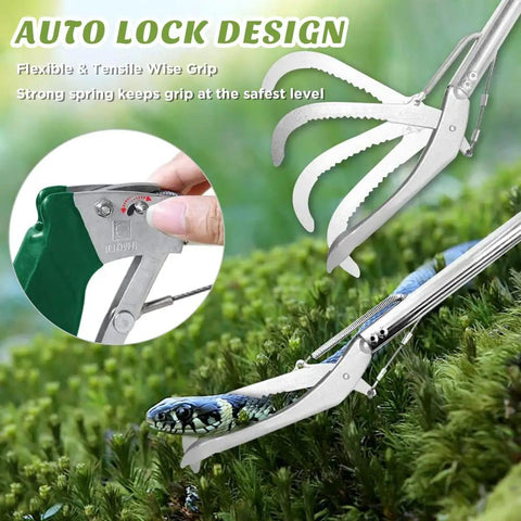 52 Inch Snake Tongs Grabber for Safe Handling and Capture, Beefy Heavy Duty Reptile Catcher With Wide Jaw, Locking Non Slip Grip, Extra Long Reach Tool for Snakes and Rattlesnakes, Reptile Grabber