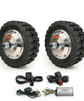 Dual Drive 8 Inch Hub Gear Motor Wheel For DIY Portable Platform Carts And Hand Trucks With Thumb Throttle kit, 2 wheels, and cables