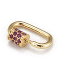 Mixed Color Micro Pave Cubic Zirconia Carabiner Lock Charms, Oval Clasp, Screw Locking Carabiners, 19x12mm, jewelry accessory