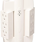 Six Outlet Swivel Power Strip With Two USB Ports, Space Saving Wall Tap Surge Protector Up To 2100 Joules, in white