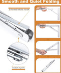Close-up of 24 Inch Foldable Shelf Brackets For DIY Tables And Shelves L Shaped Collapsible Built To Last Heavy Duty Stainless Steel 300 Lb Per Pair Silver Finish 2 Pack Indoor Outdoor Use showing smooth folding mechanism.