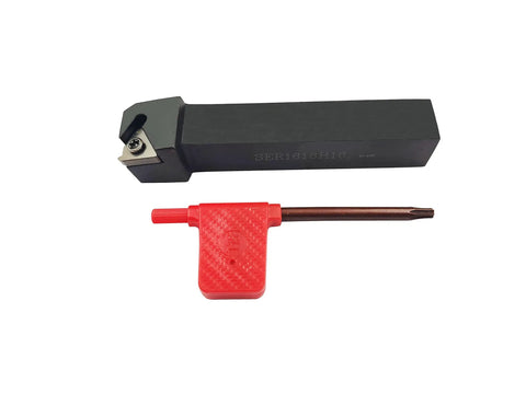 Pro Grade Lathe Tool Holder With Indexable Threading Inserts For Smooth Turning, Five Eighths Inch Shank To Three Quarters Inch