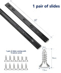 22 Inch Soft Close Drawer Slides Full Extension Ball Bearing Side Mount, 1 pair with screws, black metal, 22 inch length