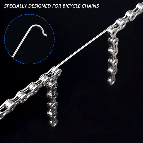 Stainless Steel Bike Chain Hook Repair Tool For Mountain And Road Bicycles Dual End Chain Link Hook shown in use with chain tension