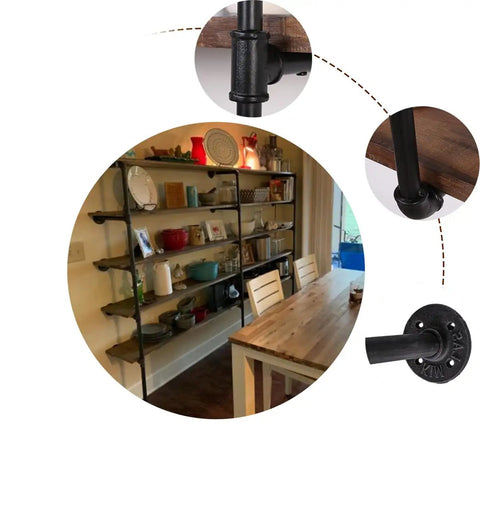 Industrial Style Pipe Shelf Brackets Set Dope Three Pcs Five Tier Wall And Ceiling Shelves Hardware Only For DIY Open Bookshelves