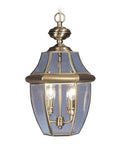 Outdoor Antique Brass Two Light Hanging Lantern With Solid Brass Construction And Clear Beveled Glass Monterey Style Exterior Lighting