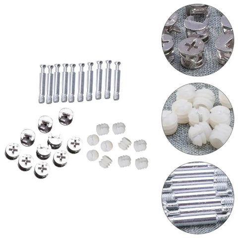 24 Piece Built Tough Cam Bolt And Nut Set With Locking Cam Fittings Iron And Nylon Construction Flush Surface Design