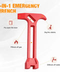 4 In 1 Emergency Tool Quick Gas And Water Shut Off Wrench, Non Sparking Pry Bar, Earthquake Survival Gear, in vibrant red.