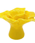 Totally Rad Yellow Ceramic Drawer Knobs Featuring A Sweet Vintage Floral Rose Pattern for Dressers Closets and Kitchen Cupboards Set of 2, glossy yellow rose design.