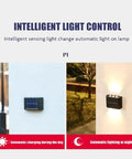 Up And Down Solar Fence Lights 2 Pack Waterproof Solar Step Lights with day-night auto sensor installed outdoors