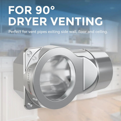 Close-up of Magnetic Dryer Vent Coupling Kit With Airtight Seal Quick Connect, shown for 90° venting.