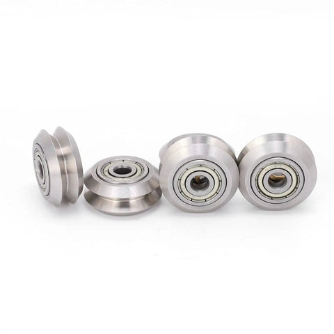 Five Pack Stainless Steel Double V Type Bearings For 3D Printer Rollers And Pulleys, Outer Diameter 1 Inch Inner Diameter 0.2 Inch 5mm