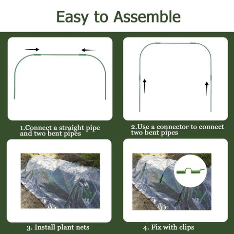 Greenhouse Hoops Grow Tunnel Kit 6 Sets For Raised Beds Rust Free Plant Support Frames Row Cover Shade Cloth DIY Garden Stakes Garden Tunnel Row Cover Hoops Kit Easy Install