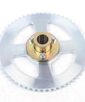 Close-up of 58T sprocket from Rear Axle Kit With Brake Assembly For Go Kart, 740mm Axle, 160mm Discs, Master Cylinder And Caliper, No Chain
