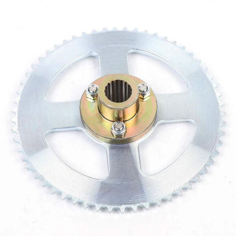 Close-up of 58T sprocket from Rear Axle Kit With Brake Assembly For Go Kart, 740mm Axle, 160mm Discs, Master Cylinder And Caliper, No Chain