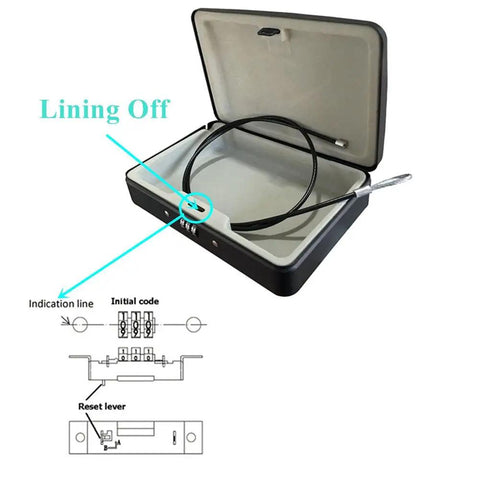 Open view of Water And Fire Resistant Portable Security Case With Solid Steel Build, Resettable Combination Lock, Three Foot Cable
