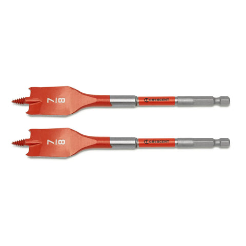 Two Piece Screw Point Paddle Drill Bit Set, 6-Inch Length By Seven-Eighths Inch Diameter, Go-Fast Speed Striker Design