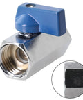 316 Stainless Steel Tap Ball Valve With Double Seal Bidirectional Flow And Quick Quarter Turn Shut Off Feature, showcasing chrome finish and blue lever.