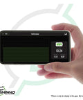 Smartphone showing voltmeter screen for Bluetooth DSP Car Audio Processor With Four Output Channels Full Digital Signal Processing Smartphone Control Built In Voltmeter And Remote Relay For Aftermarket And Factory Radios