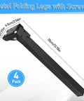 14 Inch Folding Table Legs 4 Pack Heavy Duty Metal Furniture Legs With Locking Hinges Mounting Screws angled with size measurements