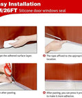 Steps for installing Self Adhesive Silicone Door Seal Strip, 26 Feet Long Weather Stripping For Doors And Windows, 25mm Gap Filler