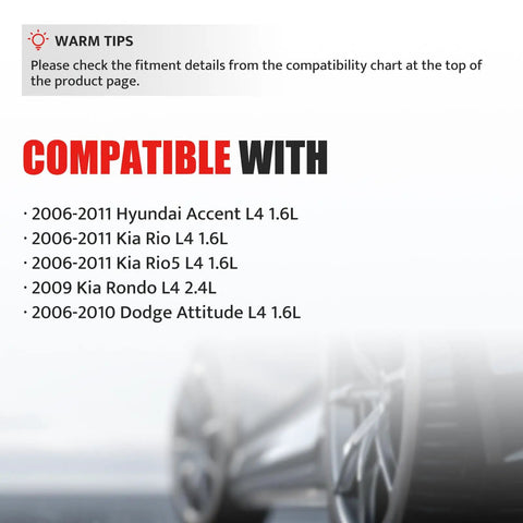 Compatibility chart for Set Of 4 High Performance Ignition Coil Packs For 1.6L L4 Engines Fits Kia and Hyundai 2006-2011
