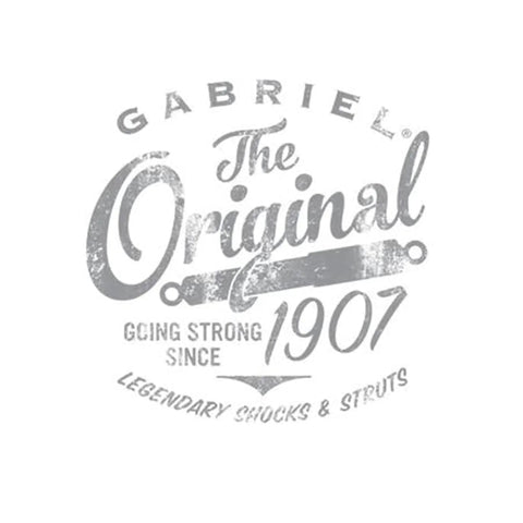 Logo of Gabriel, featuring 'The Original' with text 'Going Strong Since 1907 - Legendary Shocks & Struts' in gray design.