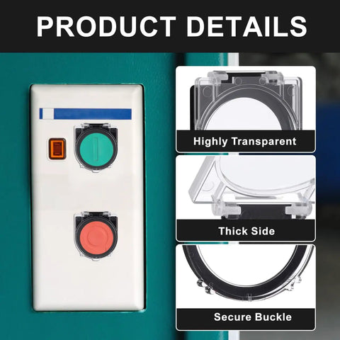 Clear Push Button Switch Cover Protector For Computers And Home Appliances To Keep You From Accidental Shutdowns, shown on appliance