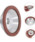 Heavy Duty Diamond Cup Grinding Wheel 100mm Silver Concave Abrasive Disc side view, showing sharp metal edge for polishing.