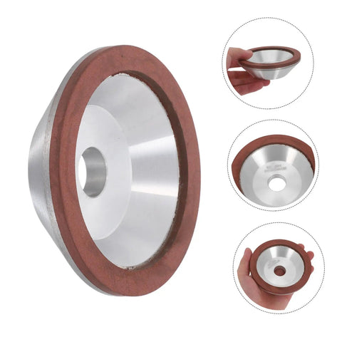 Heavy Duty Diamond Cup Grinding Wheel 100mm Silver Concave Abrasive Disc side view, showing sharp metal edge for polishing.