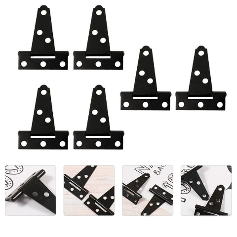 Set of Heavy Duty Black Painted T Shaped Door Hinges Galvanized Steel With Screws 2 Inch for Home Doors, Cabinets, Gates