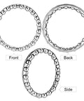 Front, back, and side view of bike headset bearings five thirty two inch ball size with twenty balls per bearing, four pack replacement.