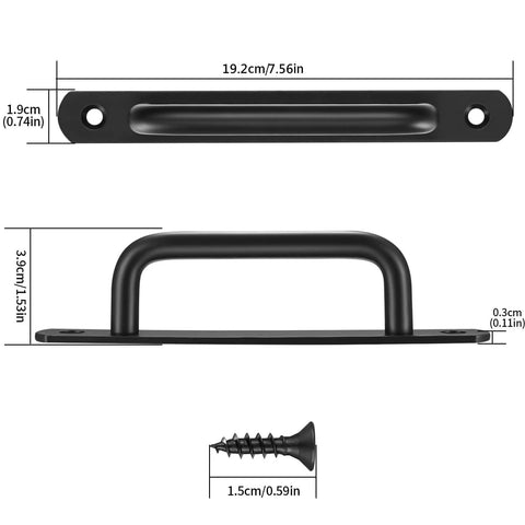 Two Pack Barn Door Handles Set Sliding Door Pulls Stainless Steel With Black Finish And Plates dimensions and screw