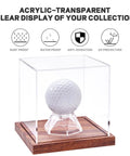 Two Pack Golf Ball Display Case With Clear Acrylic Cube And Solid Wood Base No Assembly Required UV Protection For Autograph Ball Stand